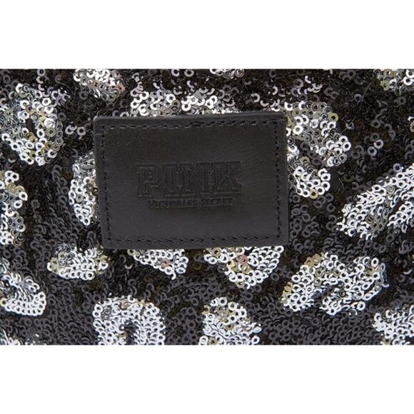 RARE! Limited Ed Victoria's Secret Pink Sequins Black Silver Cheetah BackPack - Picture 4 of 6